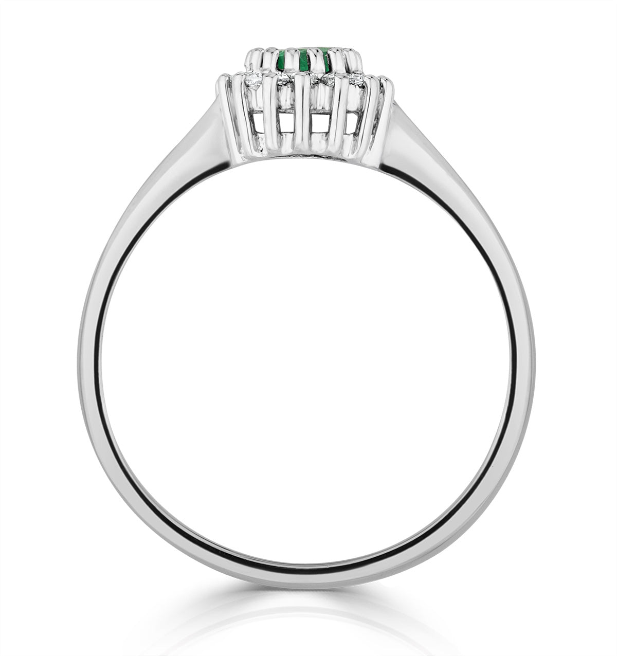 Emerald 3.5 x 3.5mm And Diamond 18K White Gold Ring